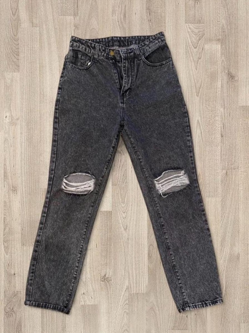 SHEIN Grey Acid Wash Mom Jeans